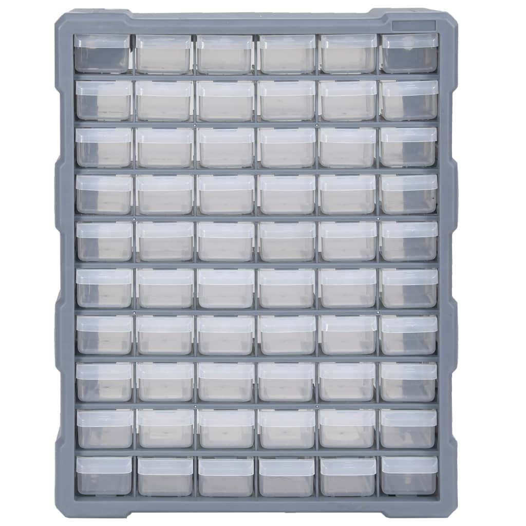vidaXL Organizzatore Multi-Cassetti, 60 Cassetti, Grigio, Plastica PP, Contenitore per Utensili e Hobby, Armadietto da Parete per Viti, Chiodi, Bulloni e Piccoli Componenti