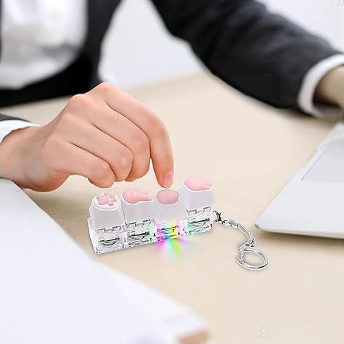Miniatura 4 de Juguetes sensoriales con teclado para adultos, clicker de teclado con luz LED, llavero sensorial divertido para aliviar la ansiedad (RPSCatPaw, 4 en