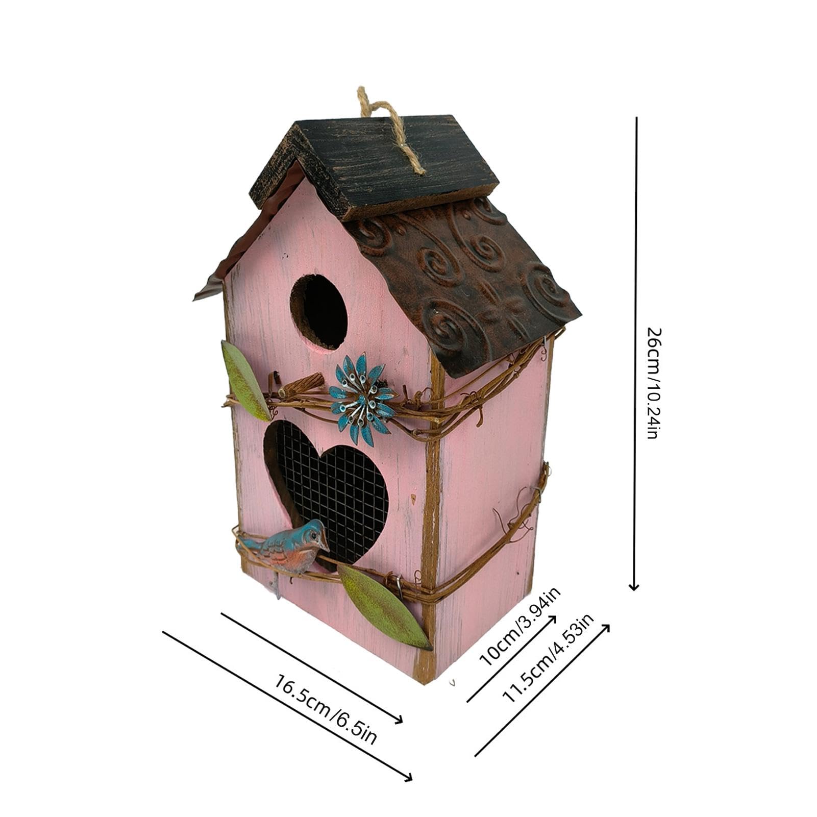 draußen Niedliche Vogelhäuschen aus Holz zum Aufhängen Außenbereich | Dekorative Gartendekoration, schützender multifunktionaler Vogelkäfig für den Terrassen-Gartenpark im Freien