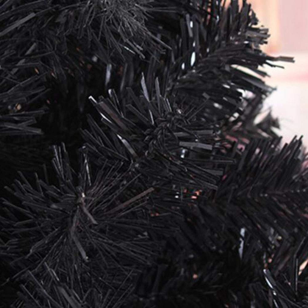 Albero di Natale Artificiale Nero Ignifugo in Abete Rosso con Cerniera per Decorazioni Natalizie con Supporto in Metallo, Facile da Montare,Black,180cm/5.9ft