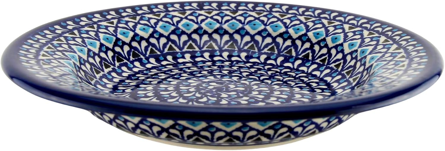 Polish Pottery Market 9.5” Diameter Soup Bowl, Pasta Plate, Handcrafted by Zaklady Ceramiczne Boleslawiec Poland, Polish Stoneware Bowls, Kitchen Dishes for Dinner.