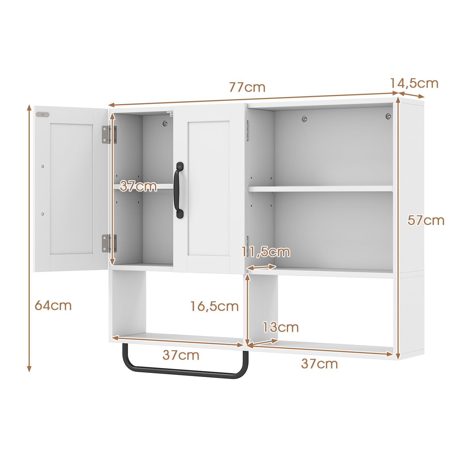 LIFEZEAL Armoire de Salle de Bain Murale avec Étagères Réglables, Blanc