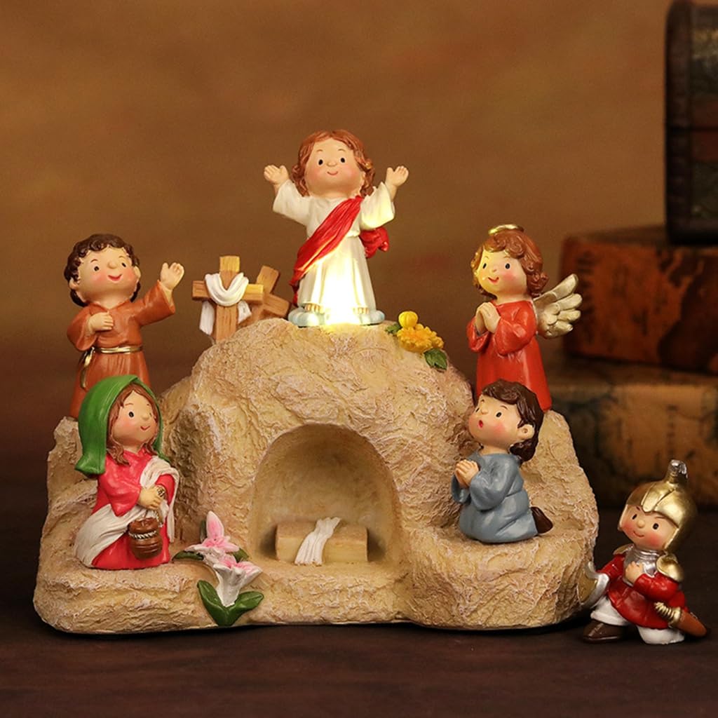 Miniaturowe figurki świąteczne zmartwychwstania z wyświetlaczem LED