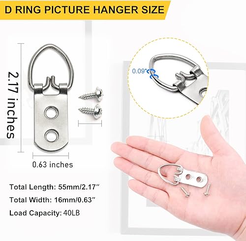 Miniatura 9 de 100 anillos en D para colgar fotos, ganchos en D para colgar fotos, accesorios pequeños de anillos en D con mini nivel cilíndrico, ganchos para