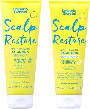 شامبو Umberto Giannini Scalp Restore & amp؛ بلسم Duo ، نباتي & أمبير ؛ حزمة خالية من القسوة لإحياء ضد القشرة ، 2 Pack