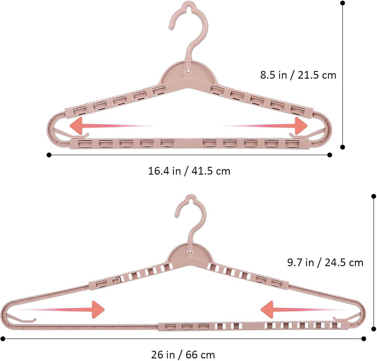 8pcs Retractable Folding Clothes Hangers Multi-Function Wide Coat and Suit Hangers for Men and Women Space-Saving Closet Organizer Pink