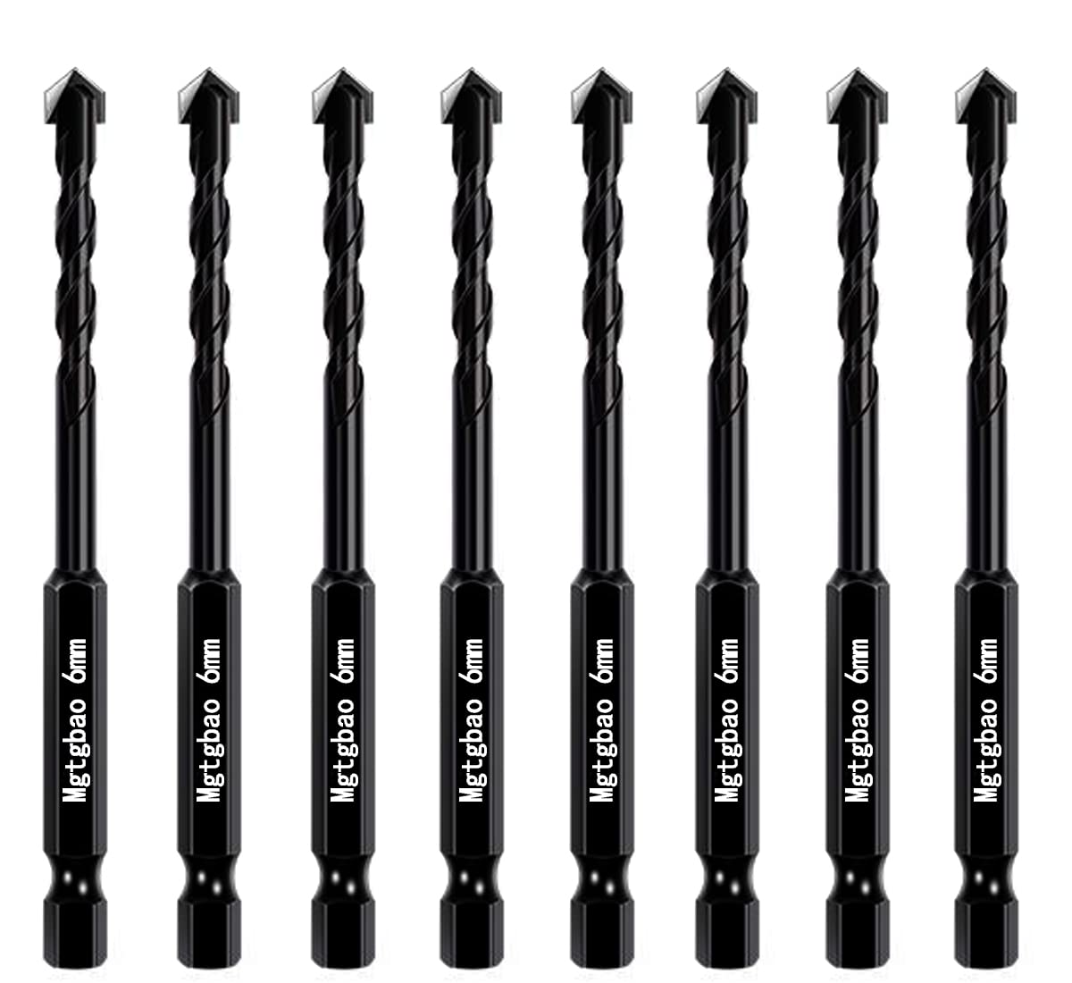 Brocas de mampostería de 6 mm, juego de 8 brocas de hormigón de 6 mm para baldosas, ladrillo, plástico y madera, punta de carburo de tungsteno, ideal para espejo de pared y azulejos de