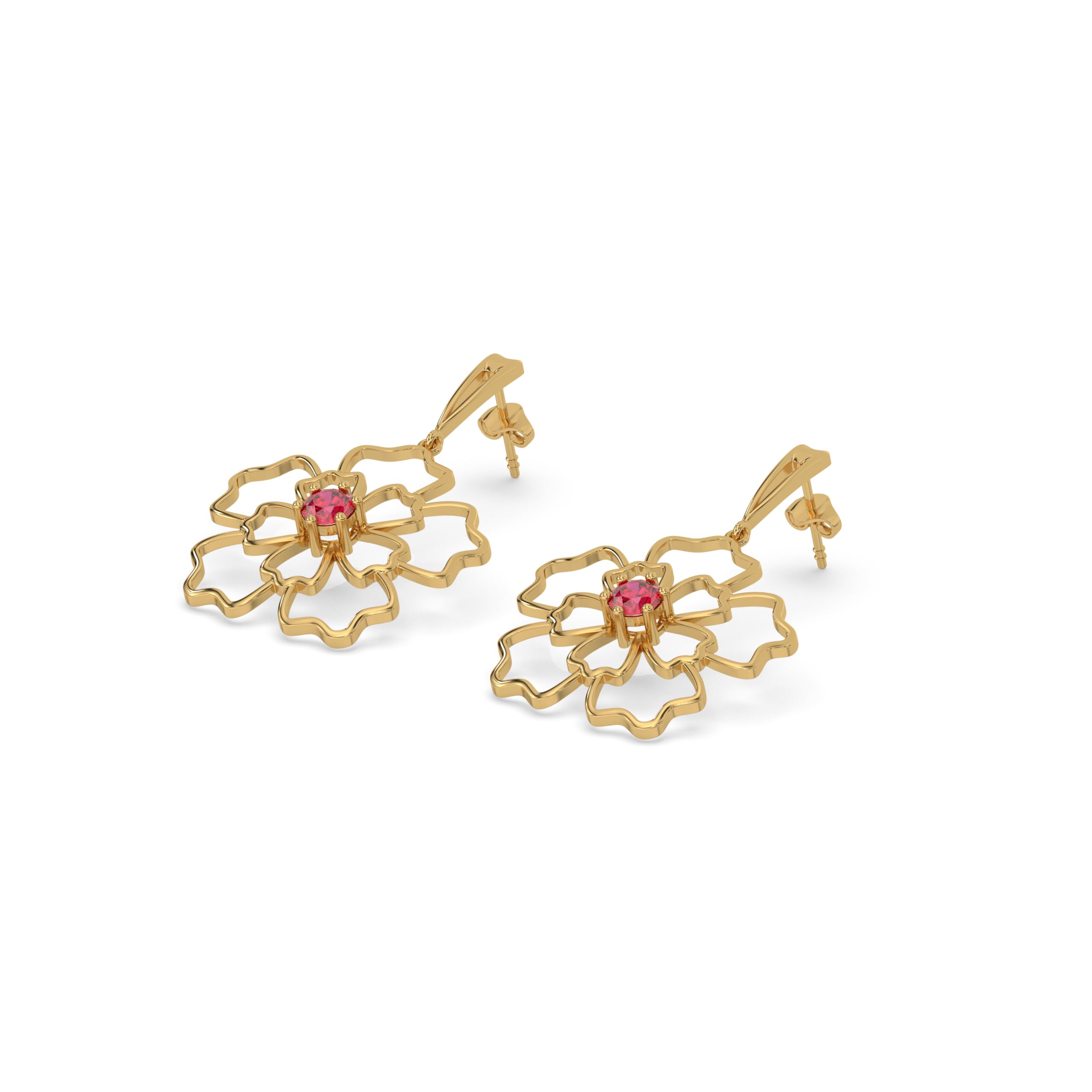 Crimson Bloom Ruby Drops Earrings Hypoallergenic in 18kt Yellow Gold Vermeil on 925 Sterling Silver in Ready to Gift Jewelry Box-fine-jewelry-image-13