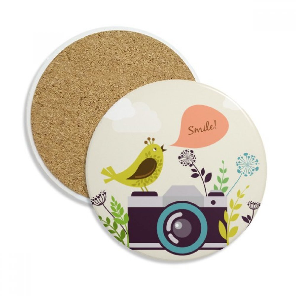 Oiseau sur l'appareil photo coaster céramique pour éviter les taches de tasse
