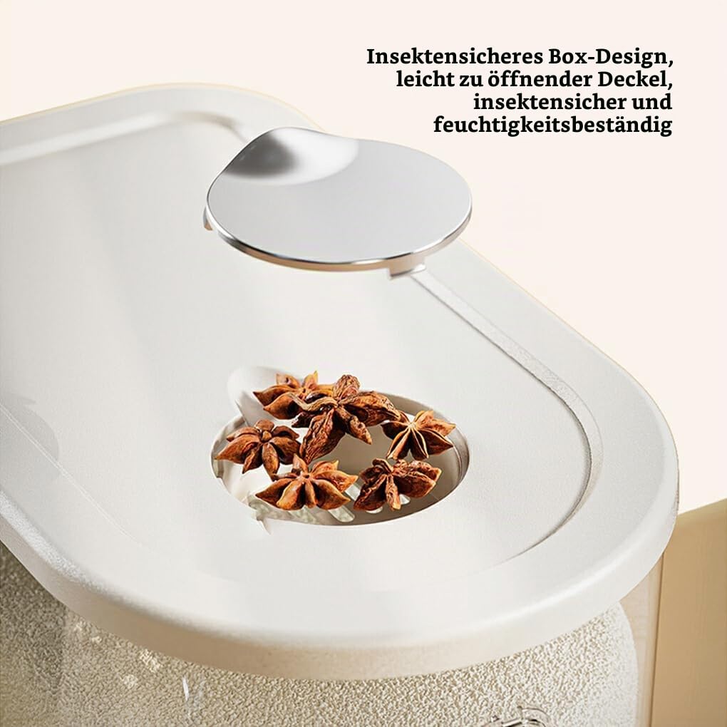 Reisbehälter aus PP Kunststoff mit geneigter Gleitnut, transparenter, Abnehmbarer Reisspender aus ABS PP Kunststoff, Typ+2【5kg】