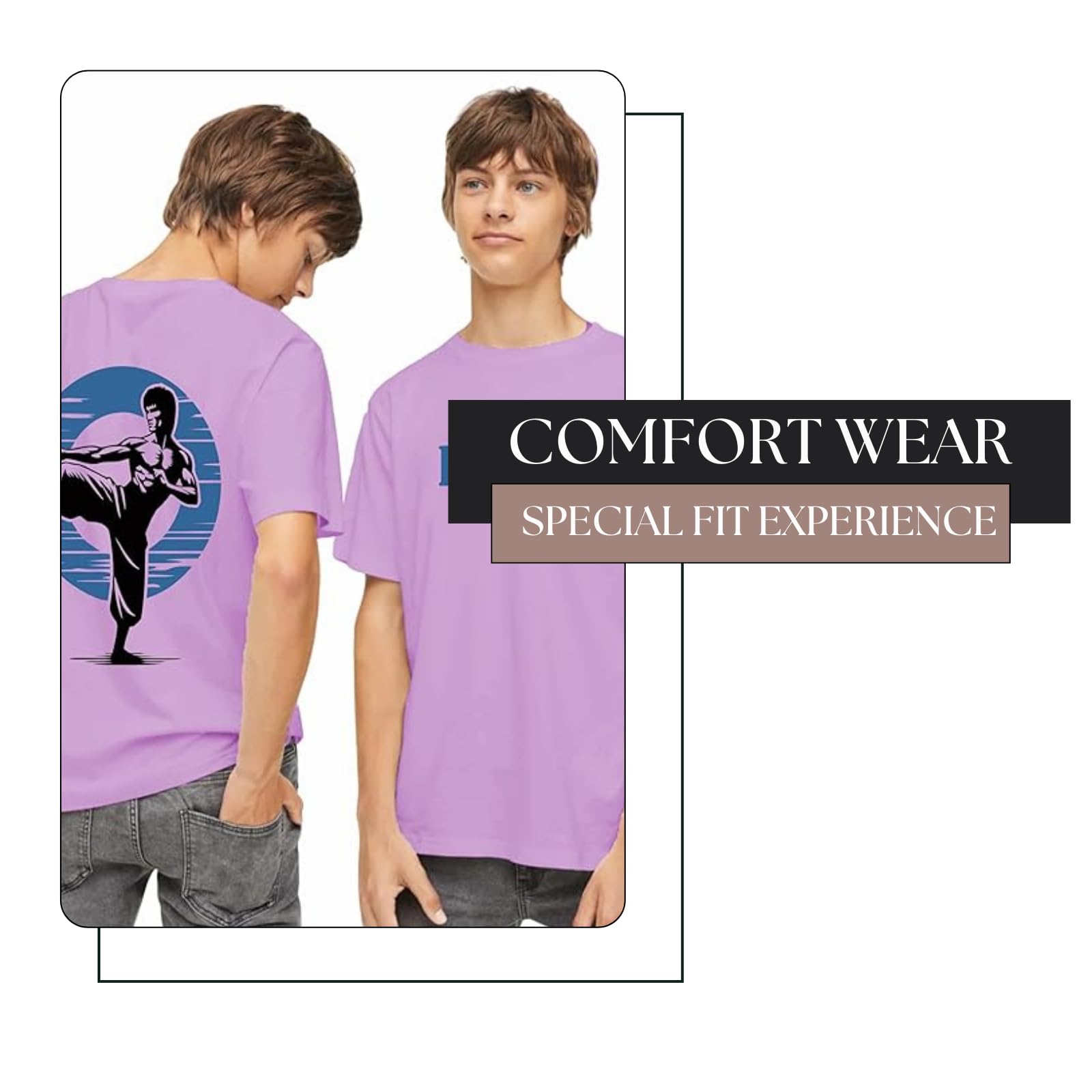 Uniplanet Store Maglietta da ragazzo in misto cotone, mezza manica, vestibilità normale, viola