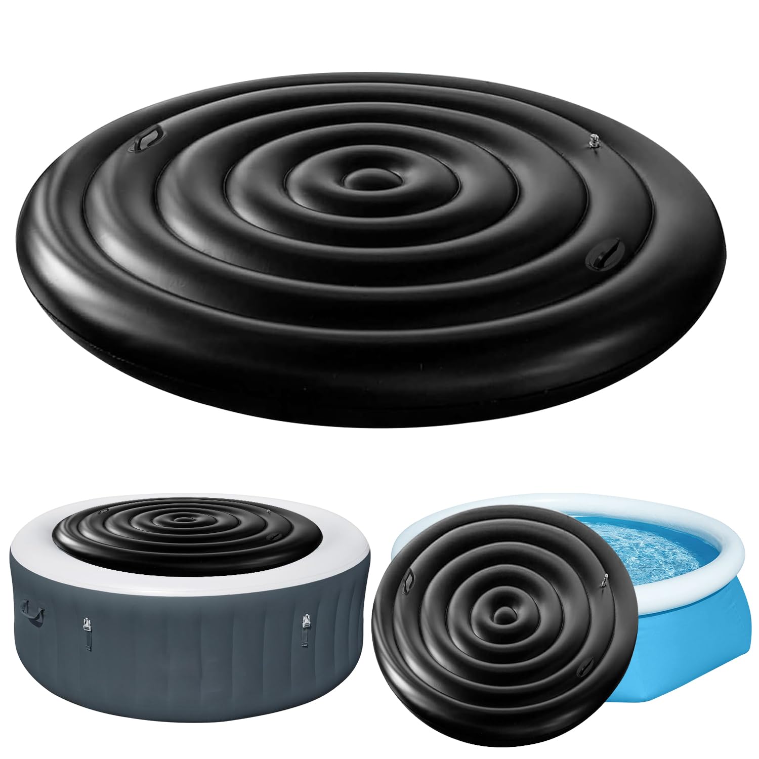 Cubierta inflable para bañera de hidromasaje con asa, tapa plegable para jacuzzi, recinto redondo para bañera de hidromasaje con inflado rápido y fácil, resistente al viento, lluvia, nieve, protección