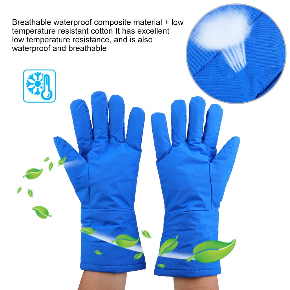 Brrnoo Gants de Travail Cryogéniques à Résistante au Froid Extrême pour Azote Liquide, Chambre de Congélation, Stockage Froid - Taille 15.0in, Bleu