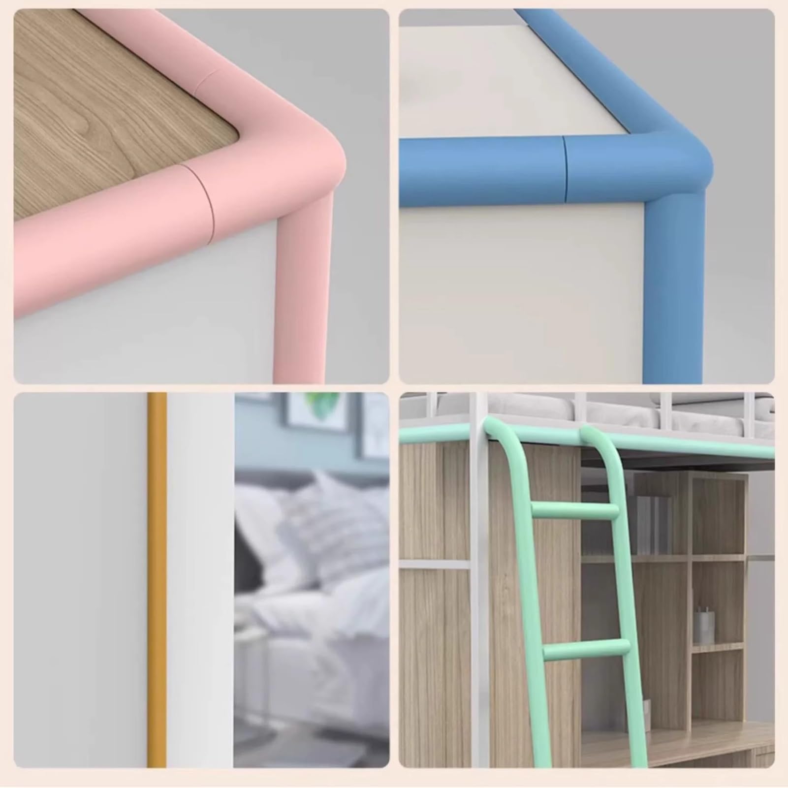 Weichschaum-Eckenschutz für 2 m Etagenbett, selbstklebend, Treppenpolster, 10 Stück, blau, bequem, fußsicher, ideal für Kinder und Familie