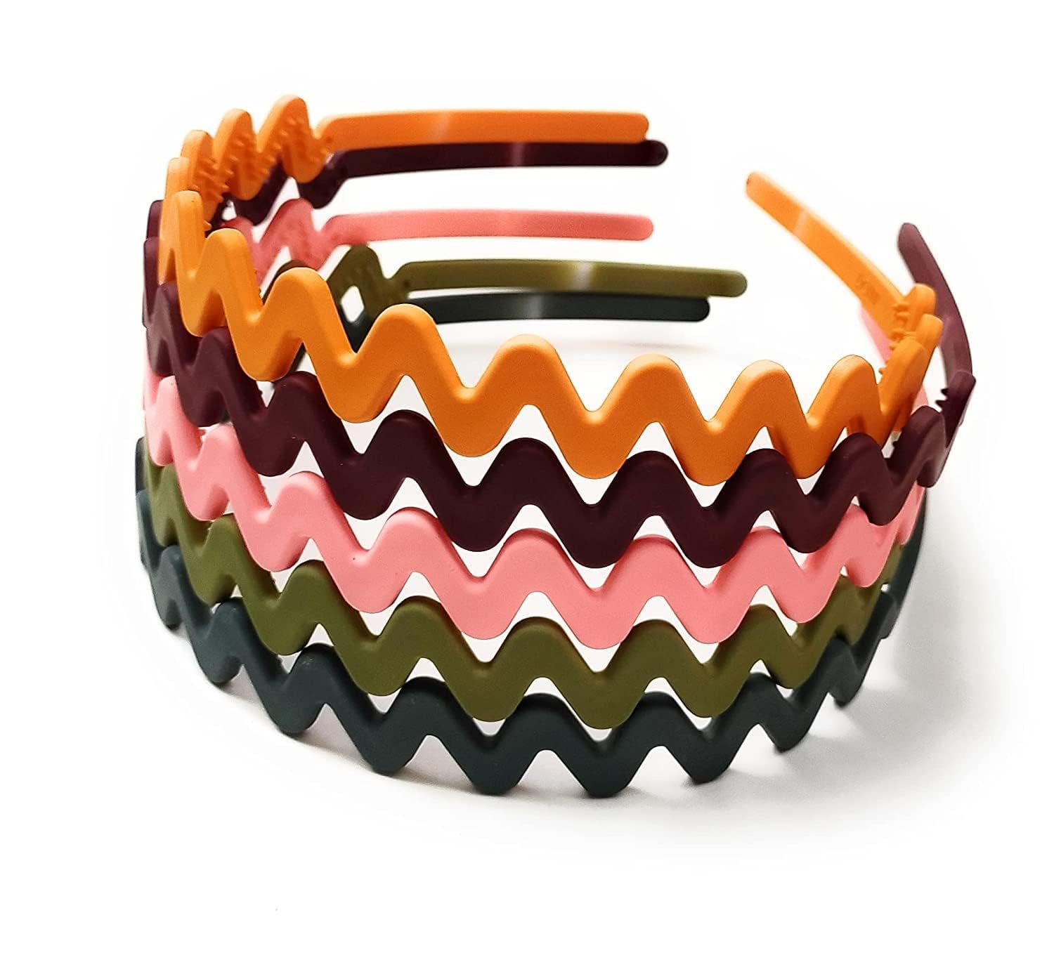 6 Pcs Trendy Zigzag Hairbands for Women & Girls – Matte Finish Plastic Headbands for Daily Use, Non-Slip Fashion Hair Accessories Colorful Headbands-image-18