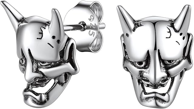 Suplight Punk Skull Earrings 925 Sterling Silver Gothic Skeleton Non Piercing Ear Cuffs/Huggie Hoop/Ear Piercing Earrings for Women Men (with Gift Box)