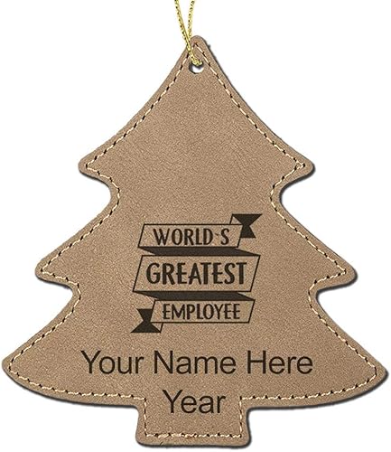 Miniatura 5 de LaserGram Personalized Christmas Ornament, World's Greatest Employee, Faux Leather, Custom Laser Engraved Gift Idea (Tree Shape, Pink) Pink,Negro