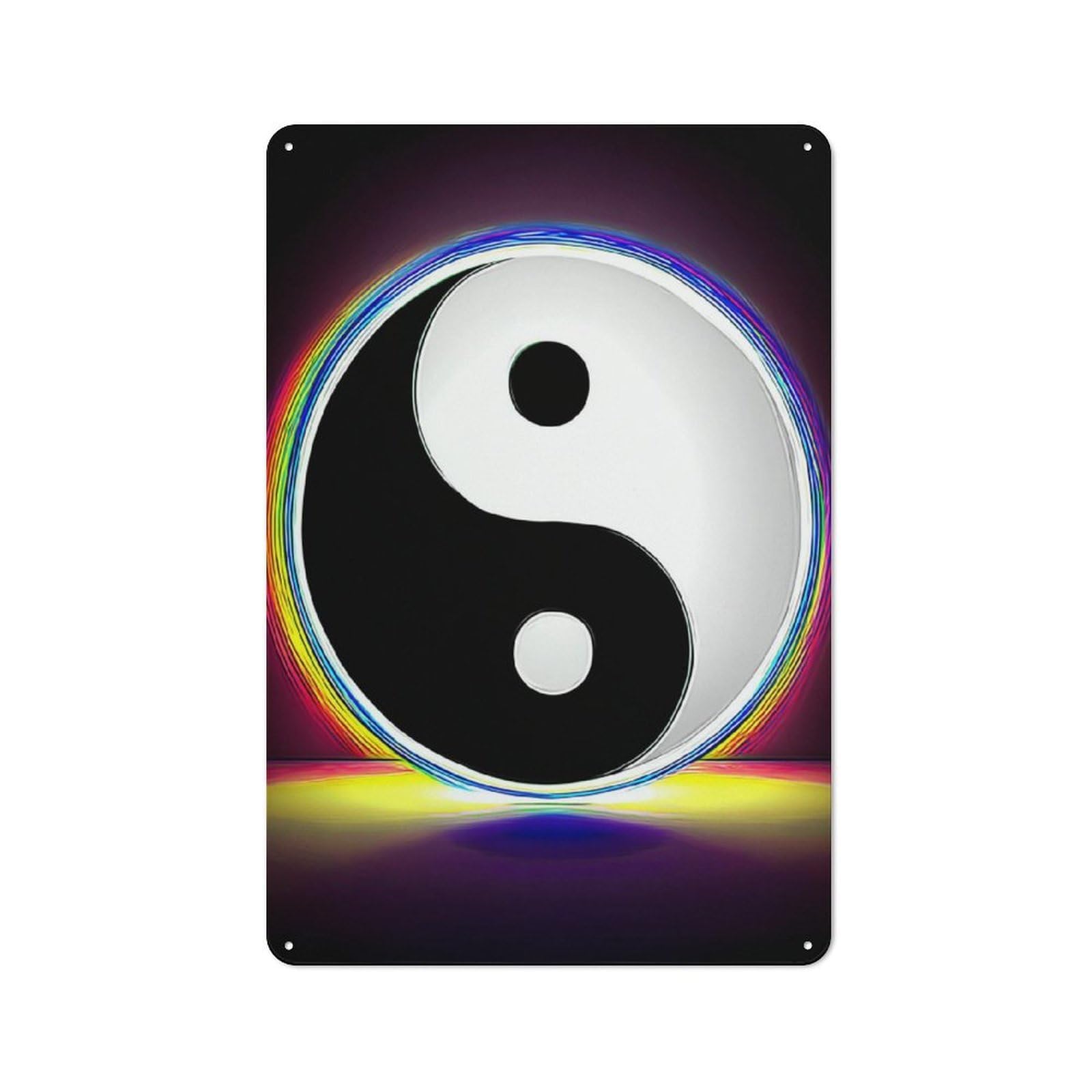 Junmoney Colorful Yin Yang Symbol Art Tin Wall Plaque 30X20cm With For Bar Or Restaurant, Housewarming Present For People Styling Bar And Restaurant