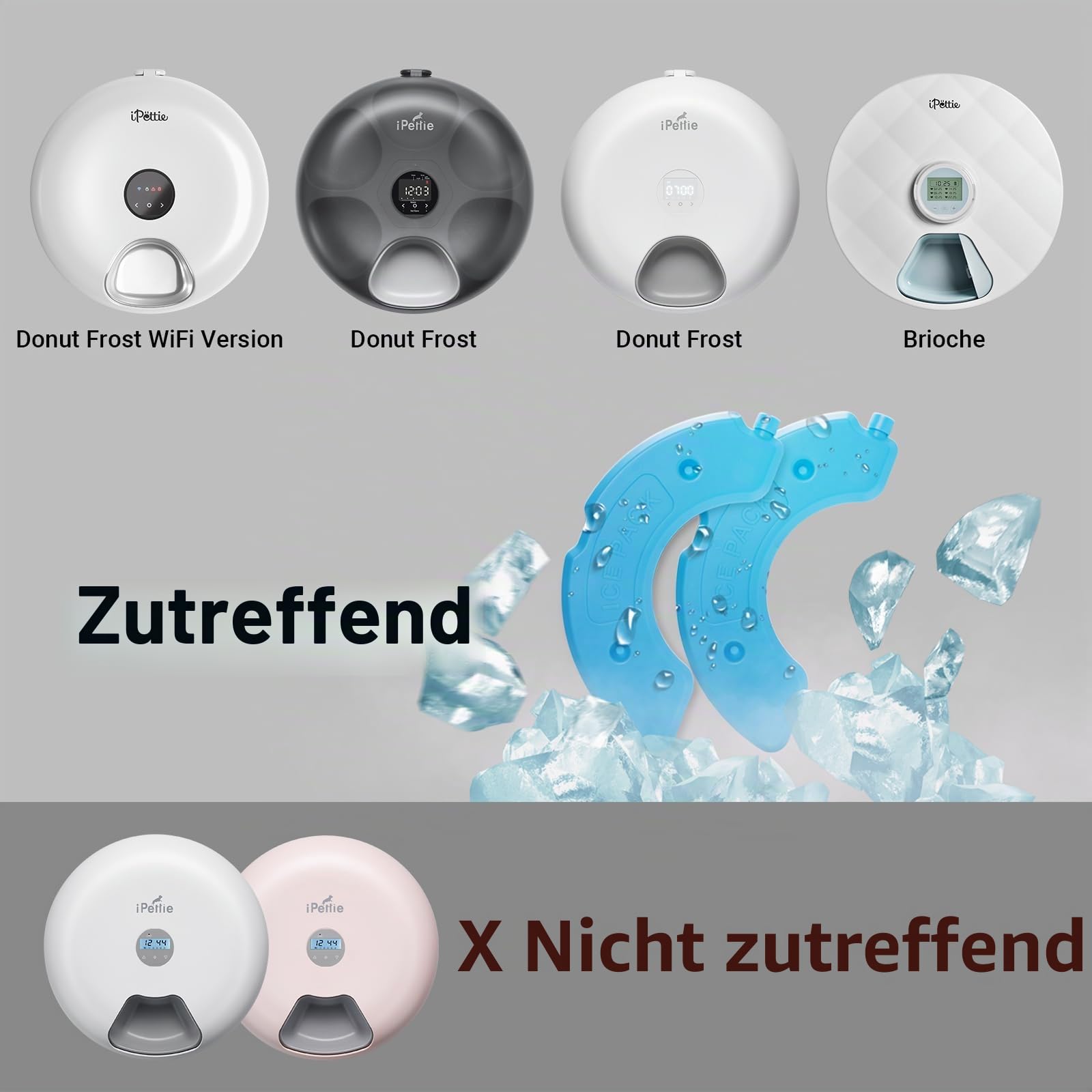iPettie Ersatz-Kühlakkus für Donut Frost Automatischer Futterspender für Haustiere, Modellnummer IP-FD-C01-I2, 2 Stück