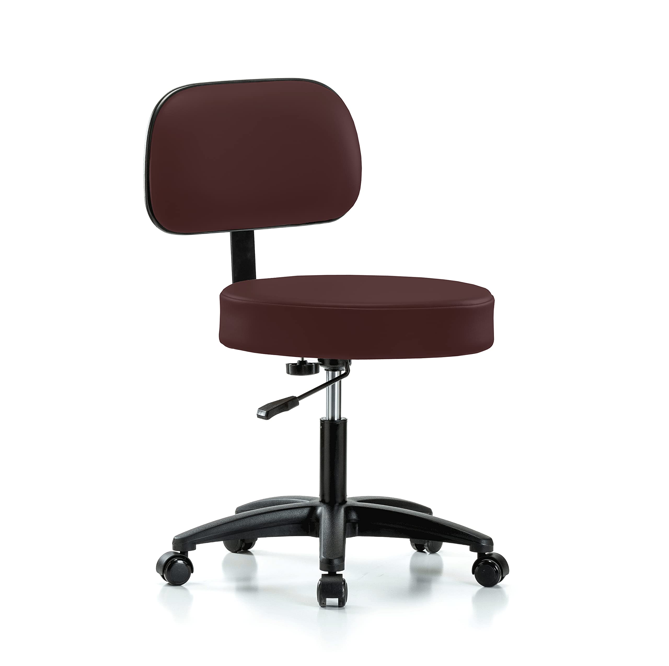 Perch Basic Exam Stool, Casters, 18.5-24", Burgundy Vinyl