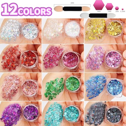 Glitter corporal com glitter facial, gel de glitter para festivais de maquiagem, gel de glitter para