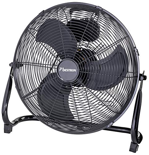 Bestron Ventilateur de Sol au Style Rétro, Souffleur avec 3 Niveaux de Vitesse & Tête de Ventilateur Inclinable Graduellement, Hauteur : 47 Cm, Ø 45 Cm, 100 Watts, Couleur: Noir