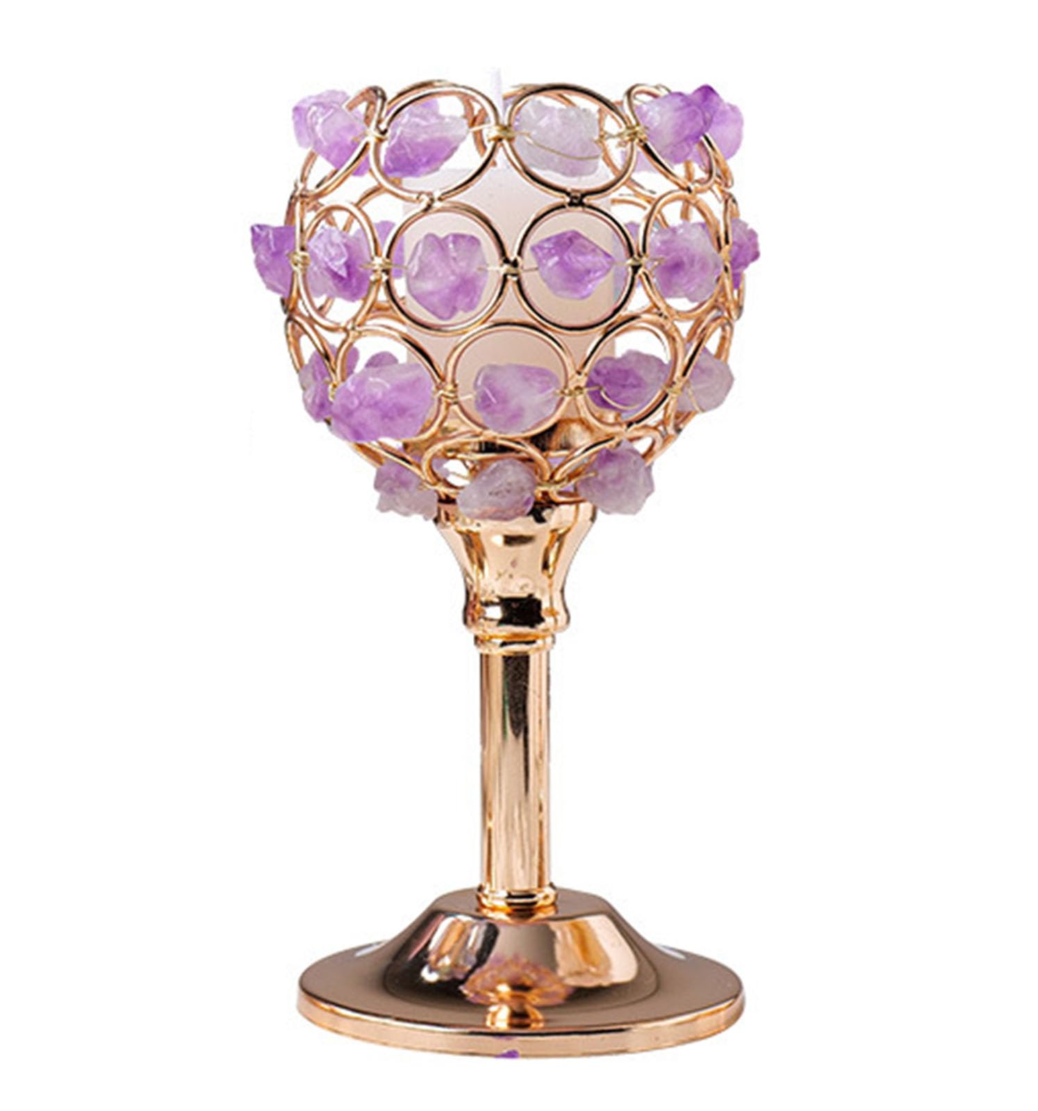 Crystal Rough Stone Votive Candle Holder,Crystal Candlestick Centerpieces for Table, rystal Gemstone Candle Sticks Holder,Home Decor Gift,A