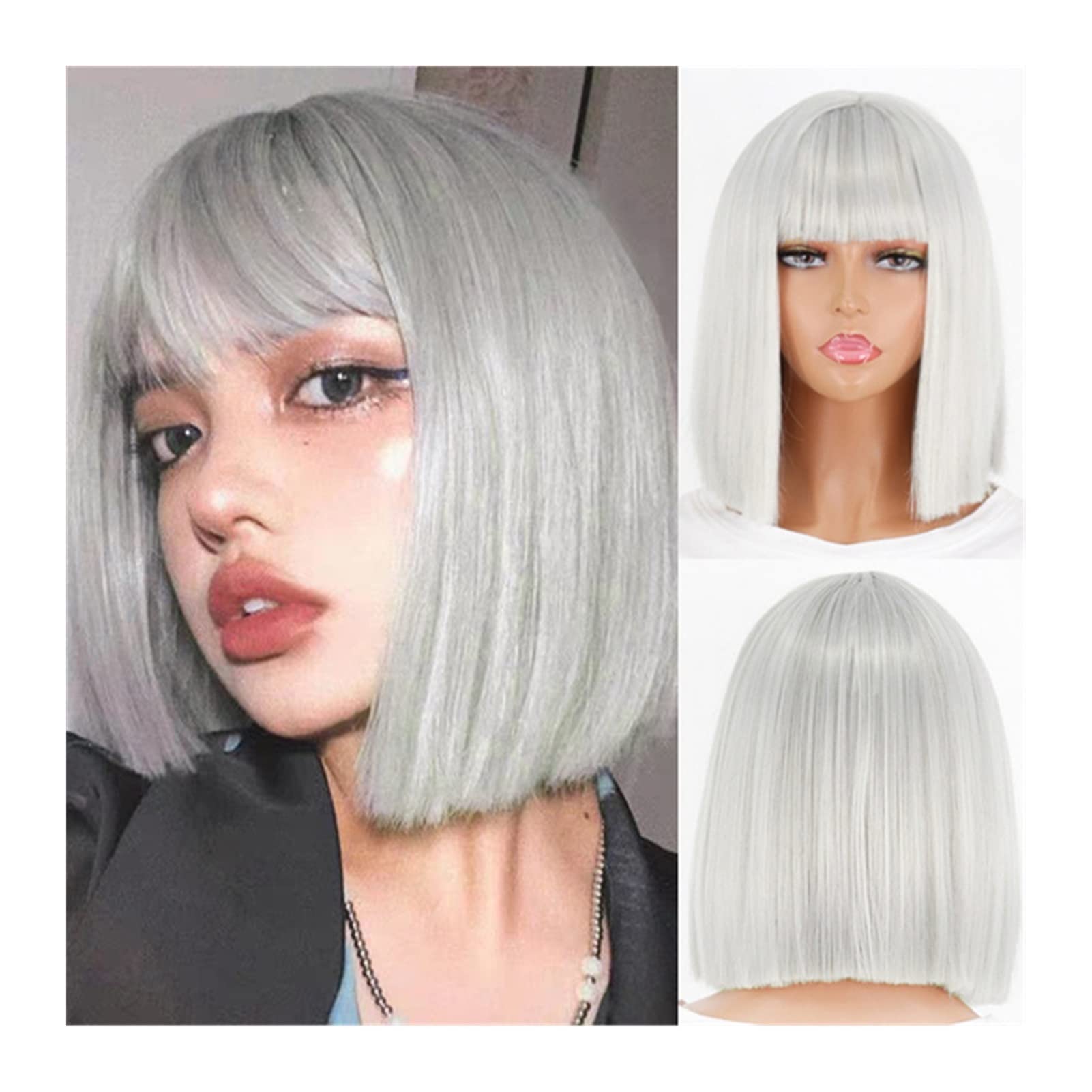 Perruque femme cheveux humains lisses perruques brésiliennes résistantes chaleur