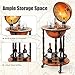 GOFLAME Wood Globe Wine Bar Stand, 16th Century Italian Rack Liquor Bottle Shelf, Replica Globe Bar Cabinet w/Wheels, Freestanding Globe Bar Cart for Wine Spirits Beverage Stemware, Brown