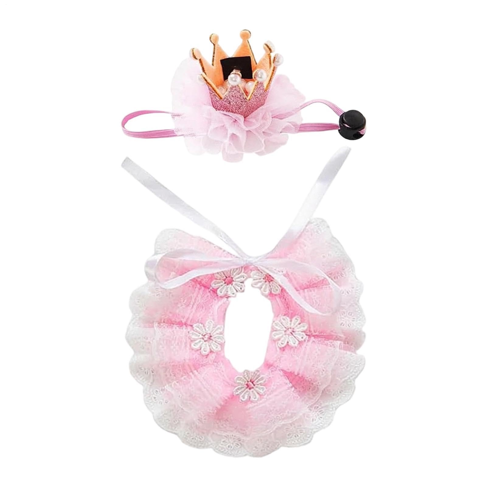 Cat Princess Costume, Soft Pink Breathable Adjustable Cute Crown Hat Scarf