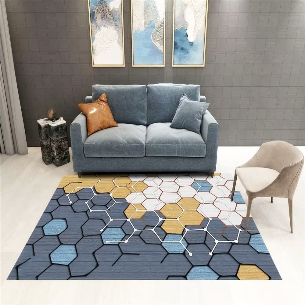 Tapis de salon de tapis géométrique jaune pour decoration chambre ado