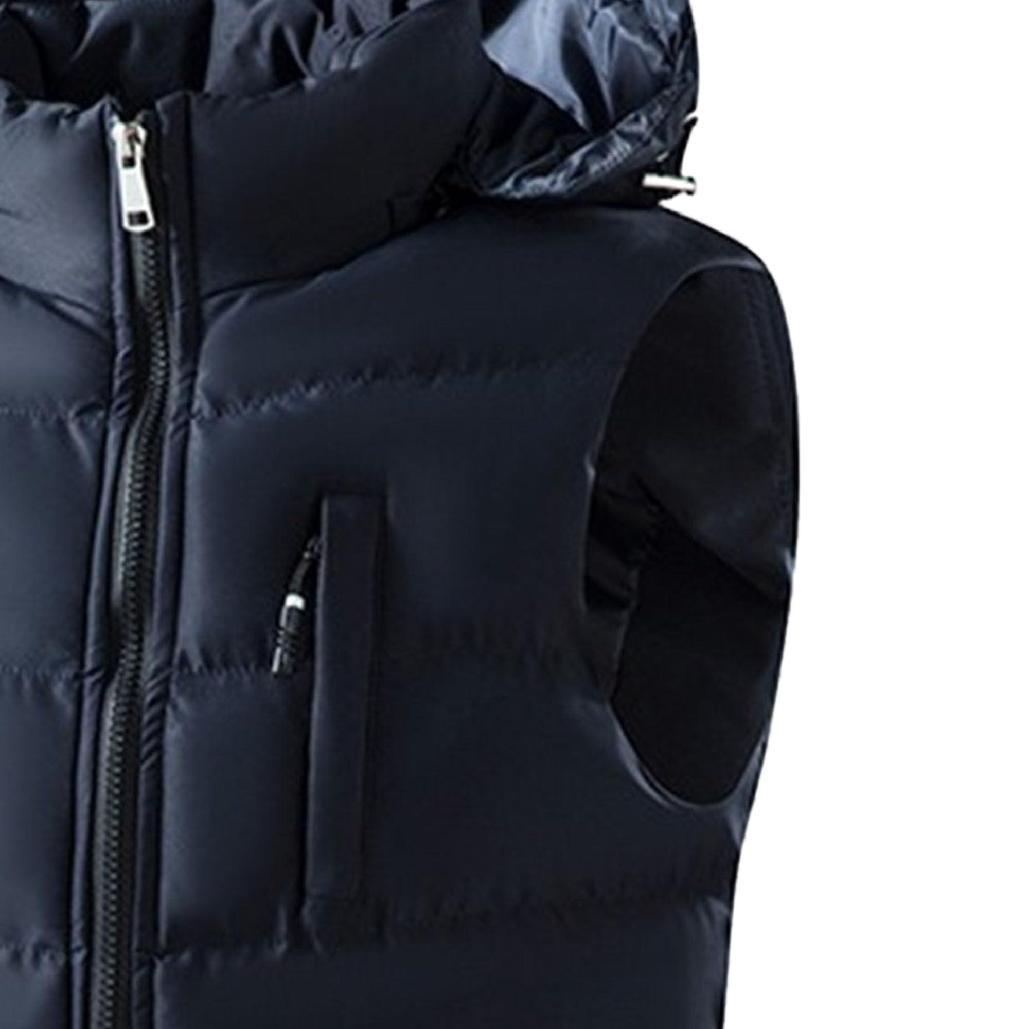 JEShifangjiusu Gilet invernale da uomo con cappuccio giacca senza maniche con cerniera Puffer Vest per gli uomini All'aperto Stand Collar Down Vest Coat