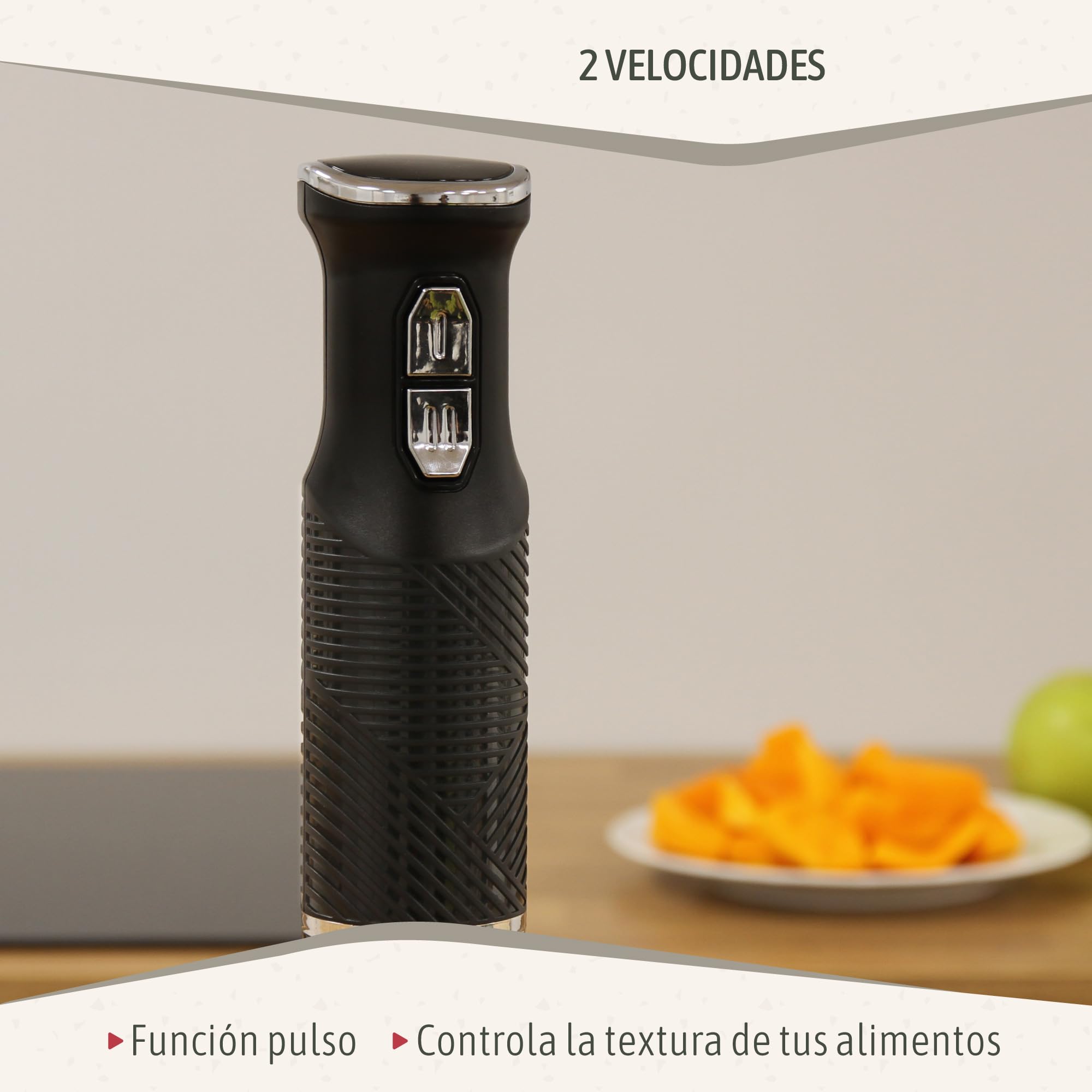 briebe Elegance Set Batidora de Mano 600W, 2 Velocidades Pie Desmontable Acero Inoxidable + Batidora de Varillas Eléctrica 400W, Amasadora de Mano Especial Repostería 5 Velocidades + Turbo (Negro)