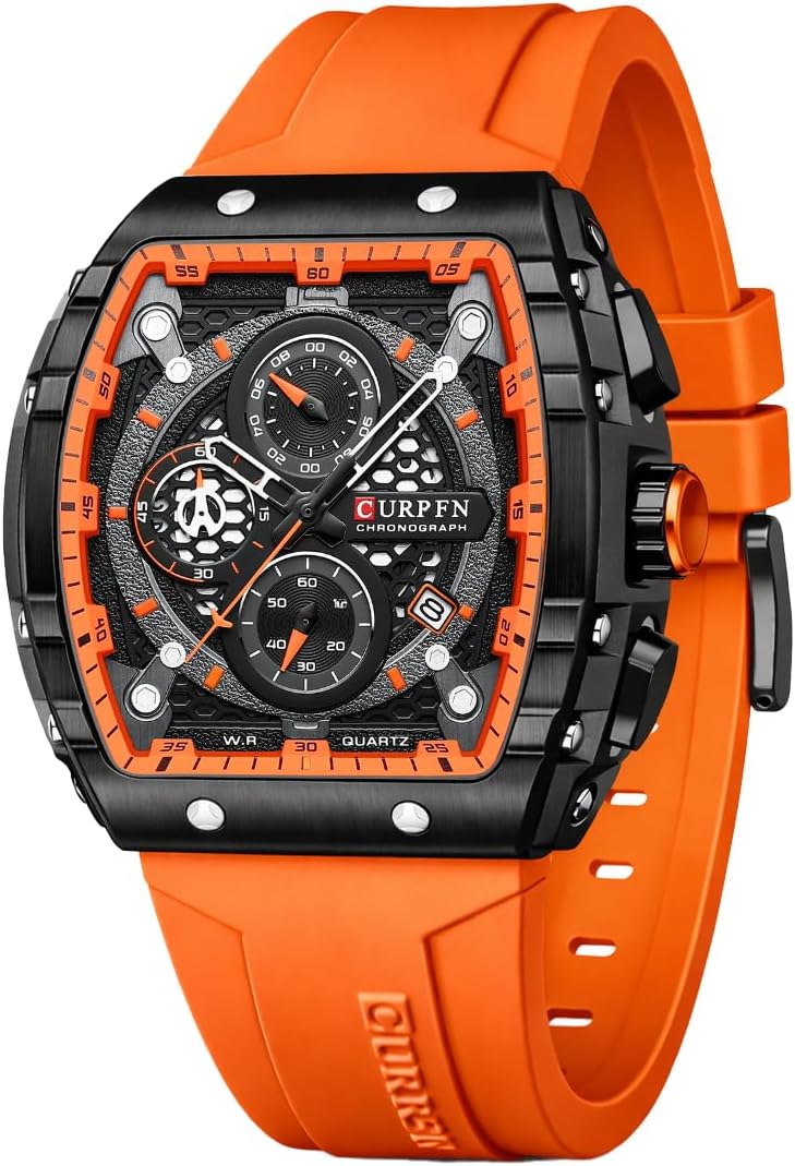 PASOY Luxury Chronograph Watches for Mens Rubber Strap Black
