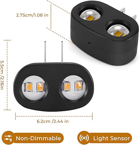 Miniatura 5 de Paquete de 4 luces LED de noche enchufables a la pared, 2700 K blanco suave con sensor de luz, iluminación ambiental para pasillo, dormitorio, baño,