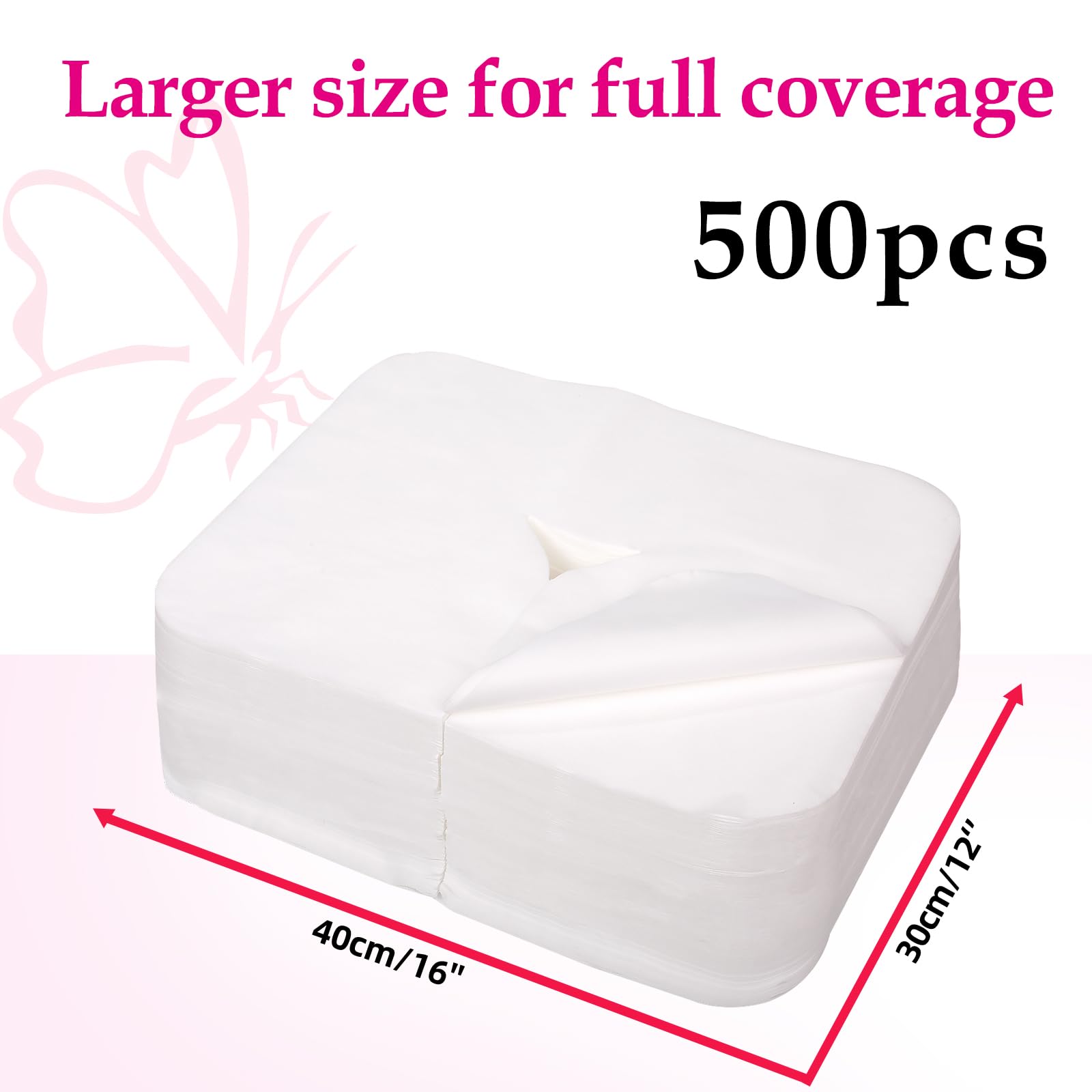 INNOVIO 500 Count Disposable Face Cradle Covers, Medical-Grade, Luxurious, Soft Nonwoven Face Cradle Cover for Massage Table & Chair, Disposable Headrest Covers 16''*12'', White
