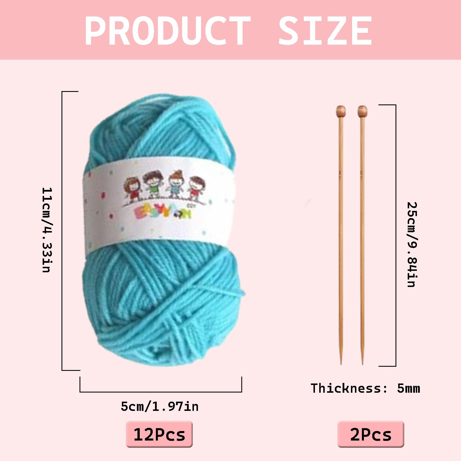 YREYBN 12pcs Knitting Kit, Beginners Adults Children Knitting Set, Dishcloth Knitting Kit - Image 2