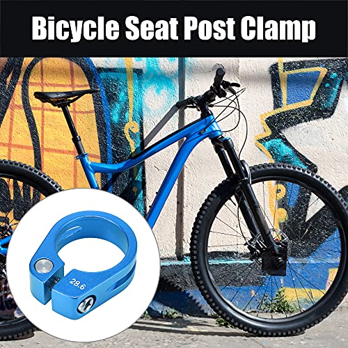 X AUTOHAUX 28.6mm Aluminium Alloy Bicycle Seat Post Clamp Seat Post Clip Blue - Image 2