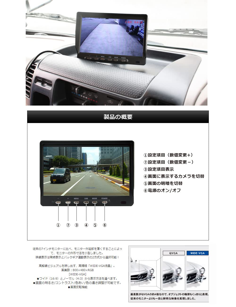Amazon.co.jp: ドリームメーカー 小型バックカメラ + バックモニター