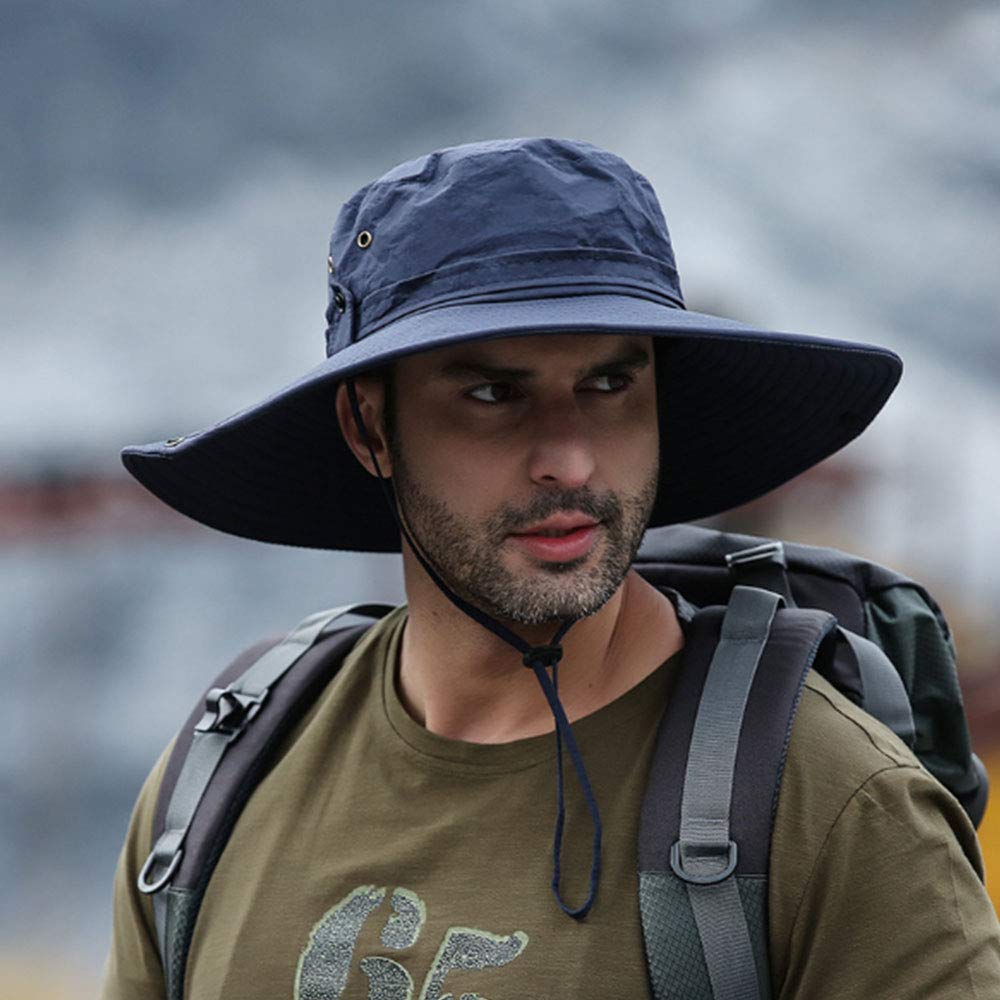 YANLE Sombrero de Pescador de 62 Cm para Hombre Sombrero de ala Ancha de Talla Grande Gorra de Protección Solar para Viajar IR de Excursión Acampar Pescar Al Aire Libre