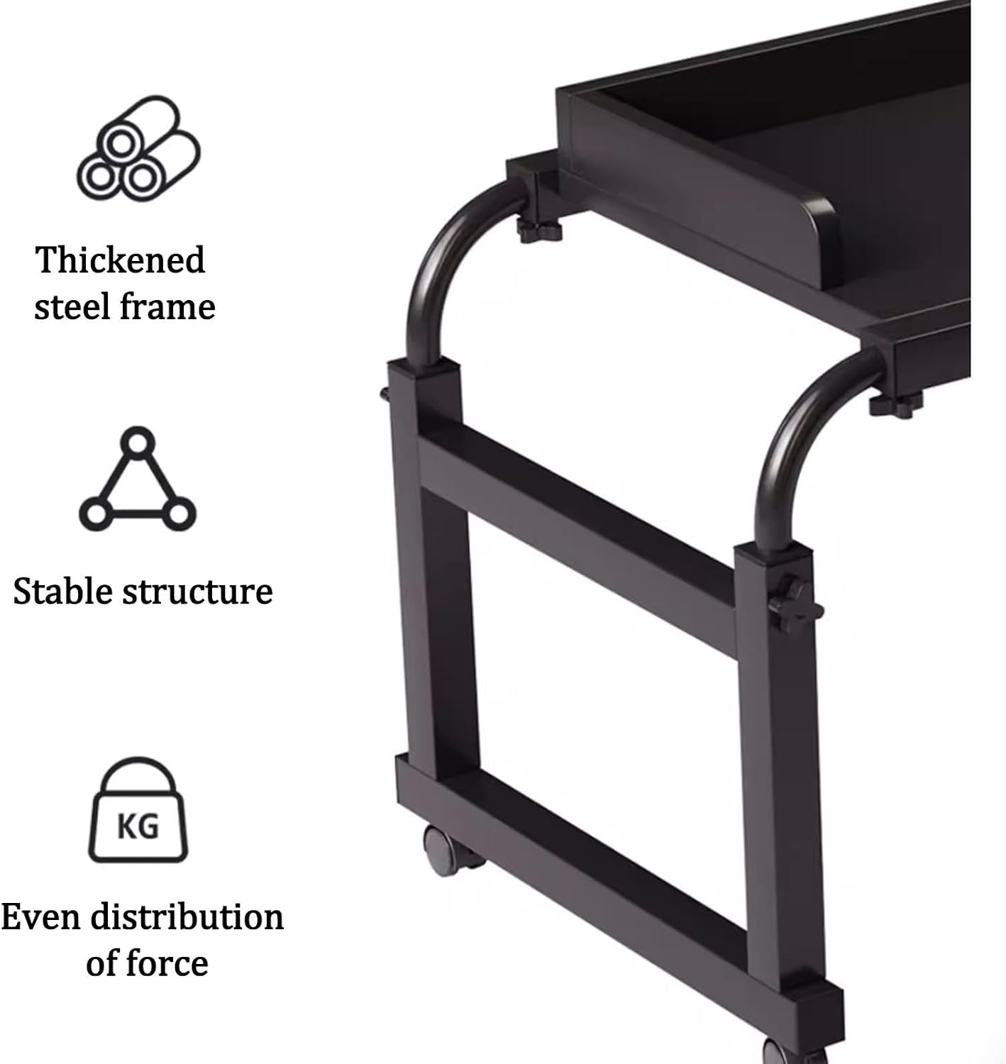 Overbed Table with Wheels, Overbed Table Extendable Laptop Desk, Laptop Desk Over Bed Bedside Tables, Rolling Tables Over Bed Adjustable Height for Home(Natural,120x40cm/47.2x15.7in)