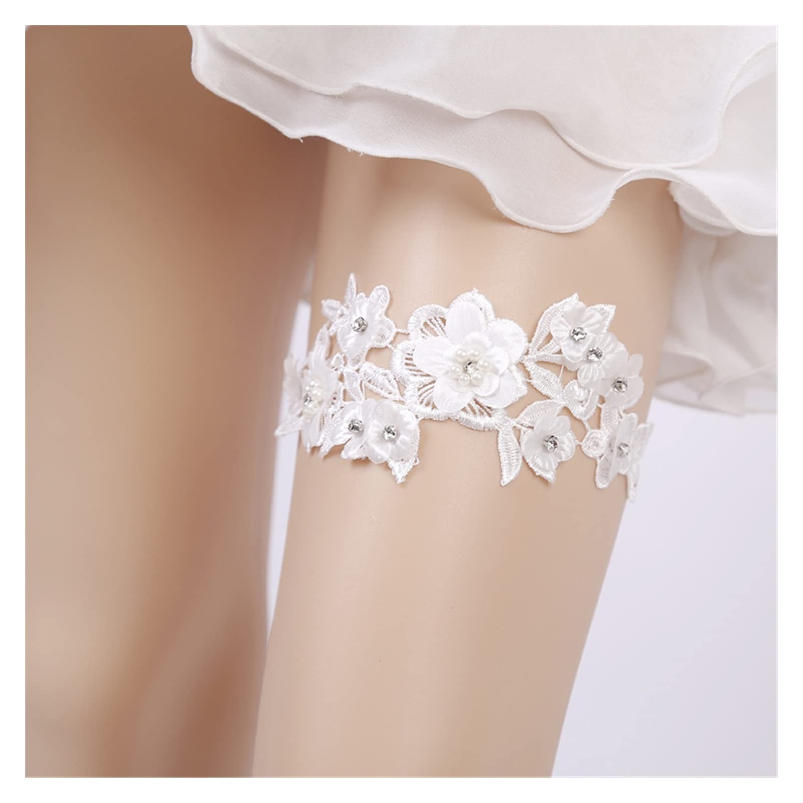 Giarrettiera in Pizzo Bianco - Accessori da Sposa da Sposa Giarrettiera Elasticizzata per Feste da Ballo