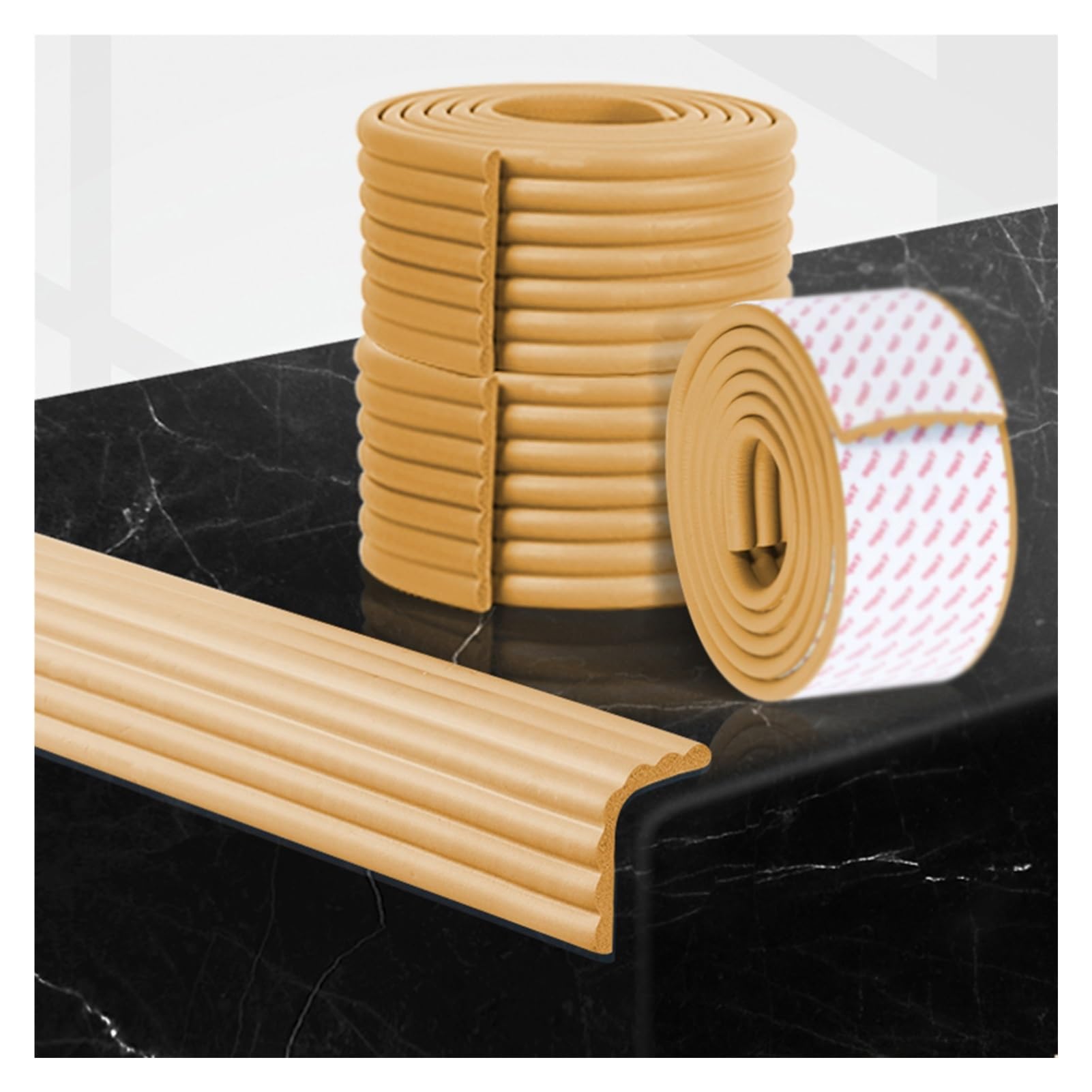 YNBSHGAA Foam edge protectors, Foam Wall Protector Strip, Safety Table Cushion For Fireplace Stair, 78.7in Long,Woody-5pcs