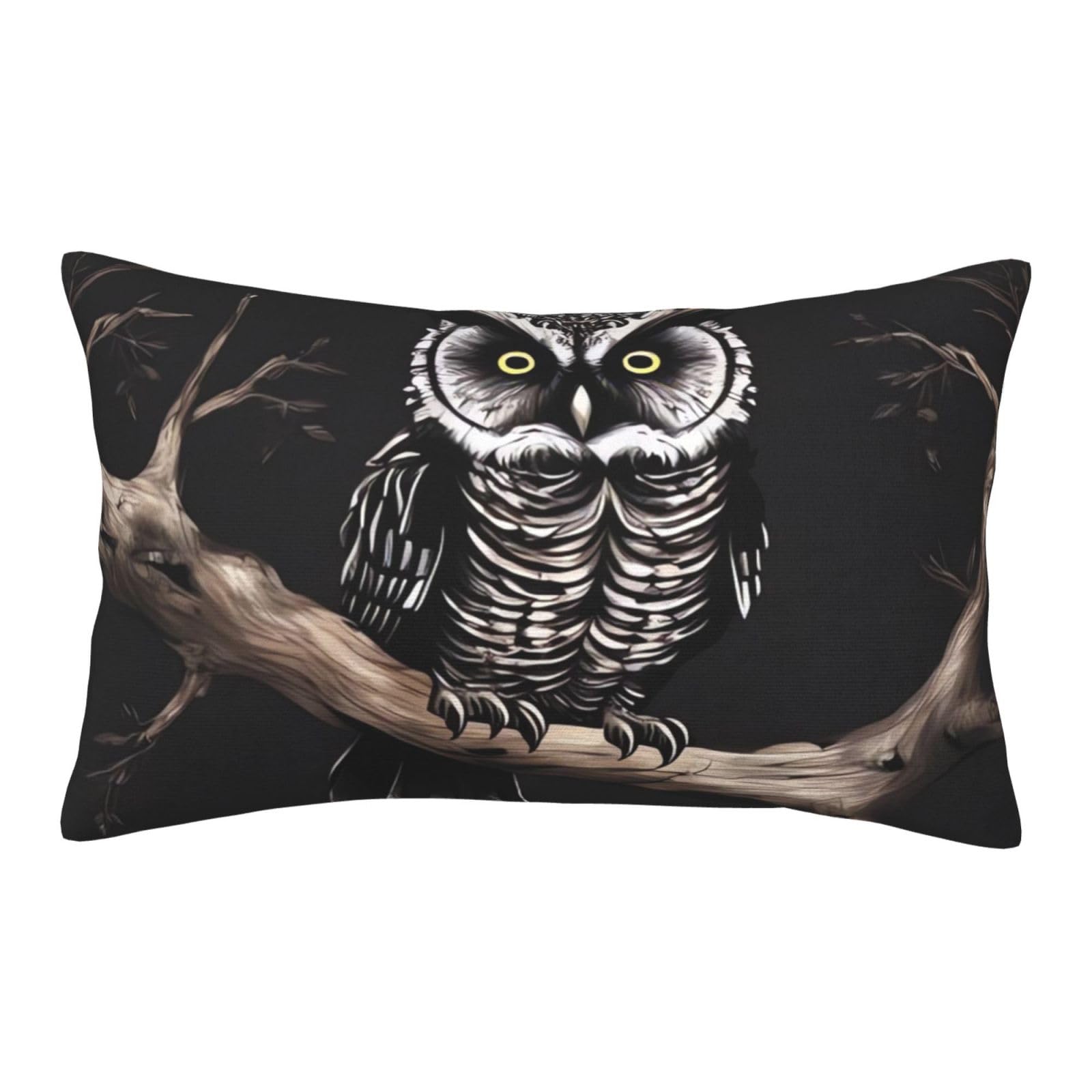 Velvet Pillowcases 14"x20" Ultra Soft Breathable Pillow Cases, Luxury Fuzzy Throw Pillow Covers with Zipper, Late Night Owl Pillow Shams All Seasons Decorative Cushion Cases for Couch