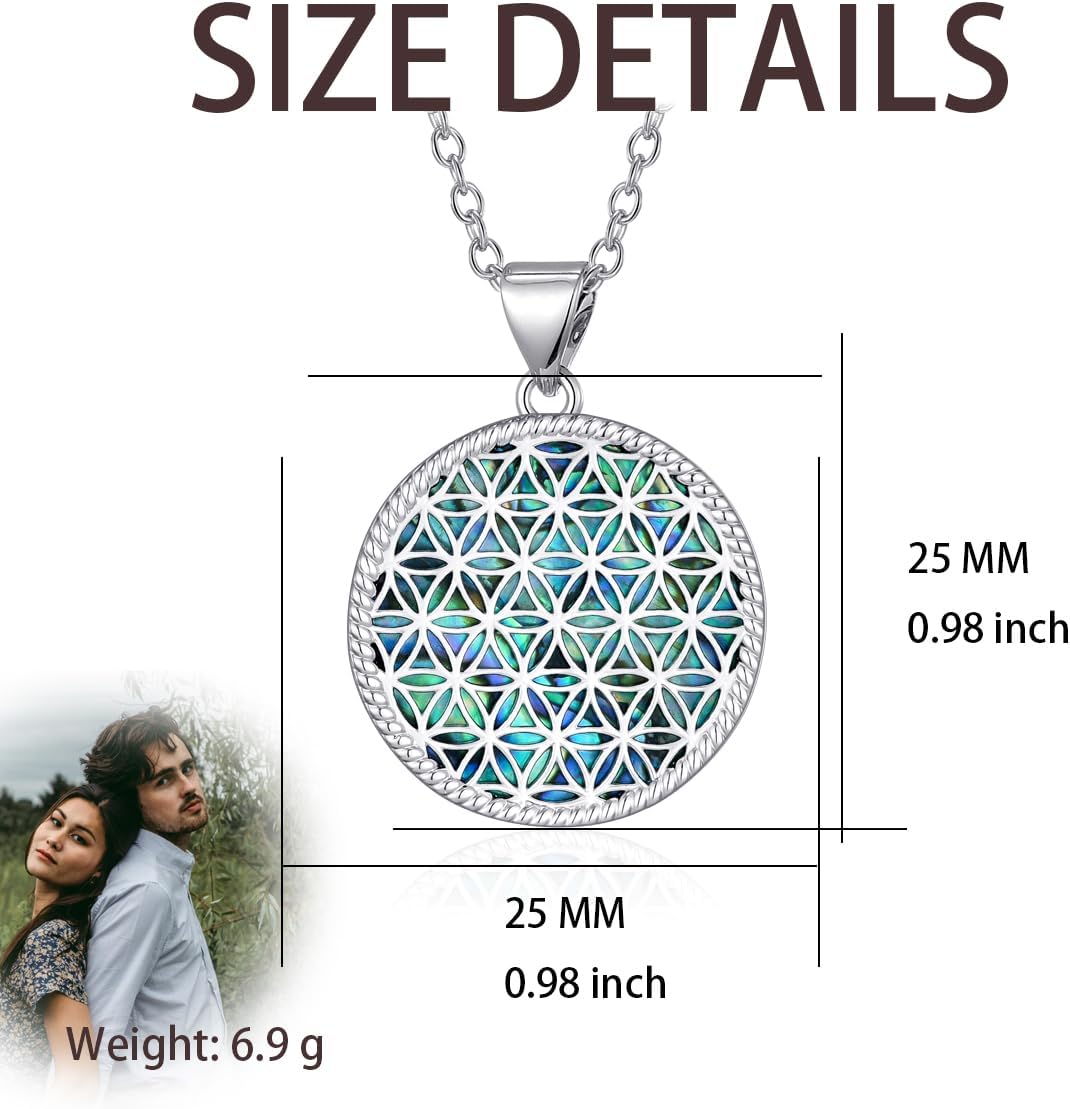 Flower of Life Necklace Abalone Shell Flower of Life Pendant Christmas Jewelry Gifts for Women - Image 3