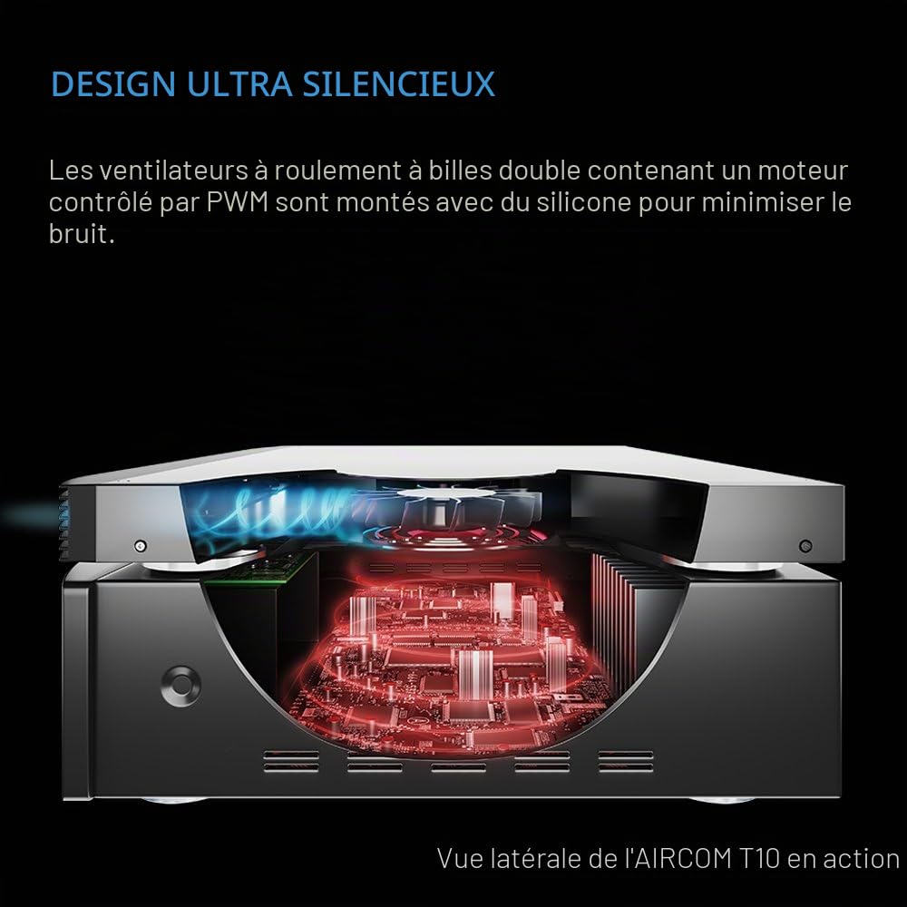 AC Infinity Aircom S10 Système de Ventilation Silencieux 43 cm pour récepteur, amplificateur, DVR, Composants AV Cabinet