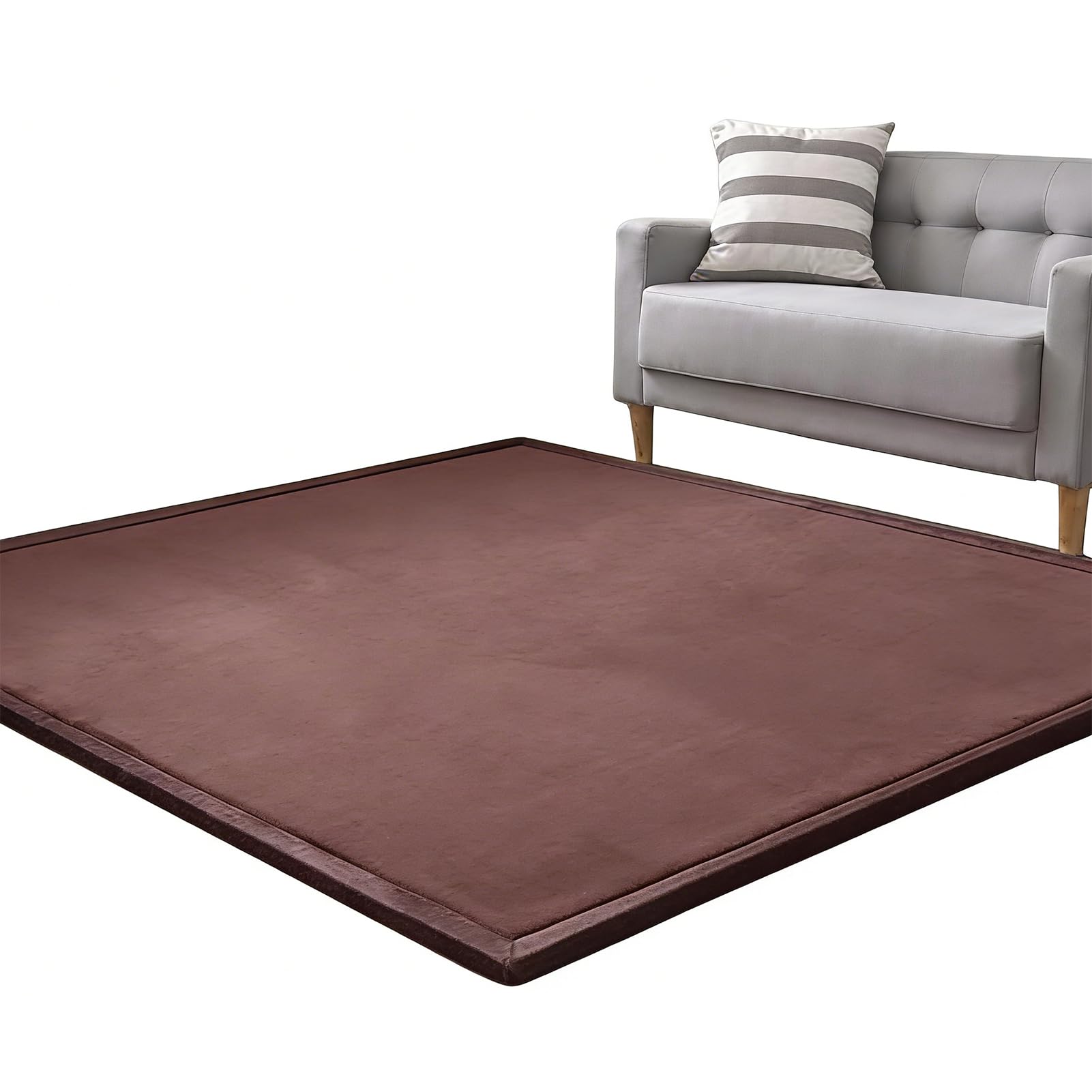 Baby Crawling Mat, Memory Foam Rug Large Nursery Play Mat 3cm Thick Area Rug Coral Velvet Rug for Tatami, Living Room, Bedroom, Non-Slip Playmats Activity Floor Mat for Babies Brown 200 x 400 cm