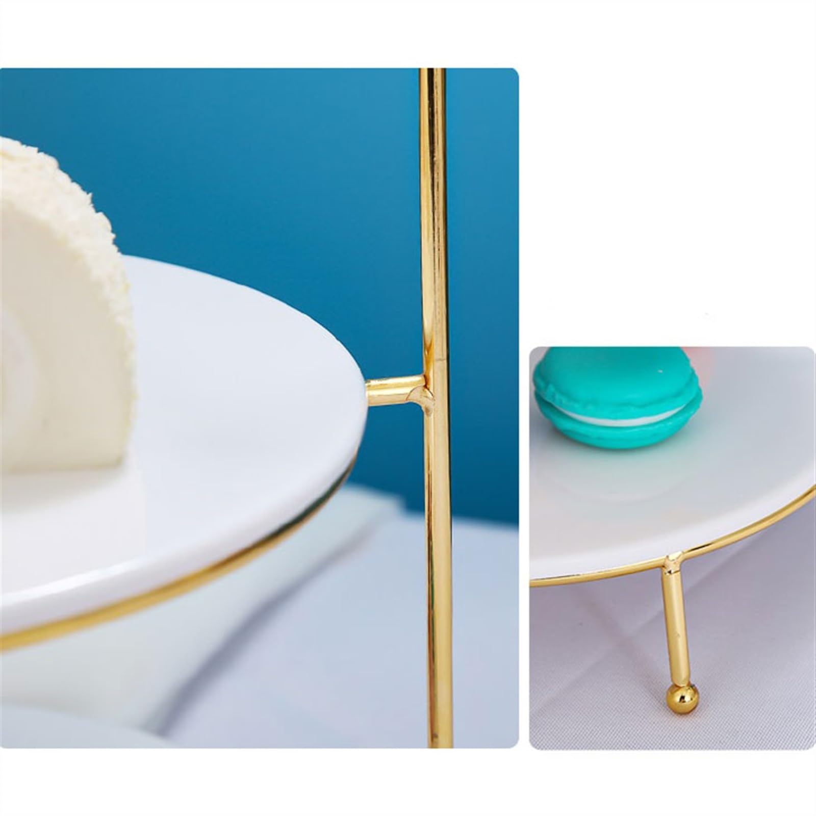 Dessert Présentoir à gâteaux de table desserts en acier inoxydable(Gold)
