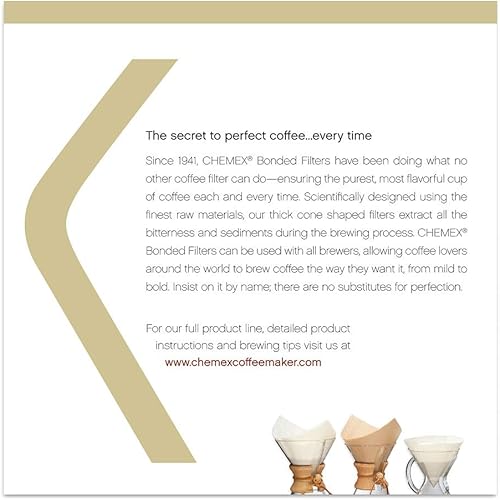Miniatura 4 de Chemex - Filtros de café naturales cuadrados 100 quilates embalaje exclusivo 100 filtros por paquete