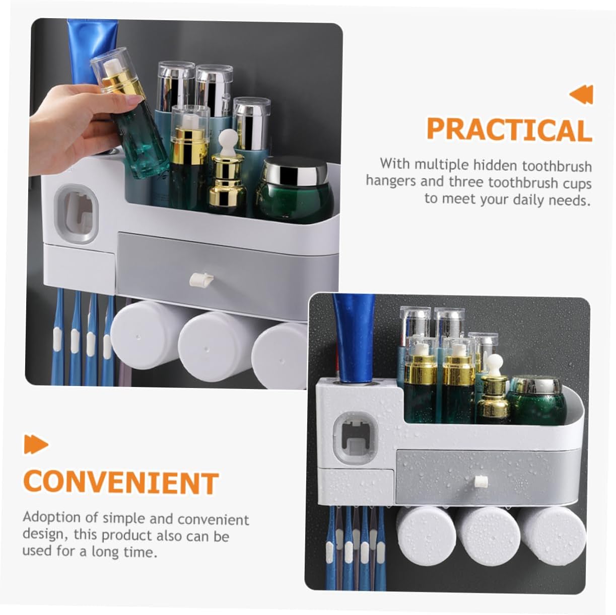 Ciieeo Bathroom Toothbrush Holders Wall-Mounted Shower Gel Storage Rack Toothpaste Holder Shampoo Storage Stand
